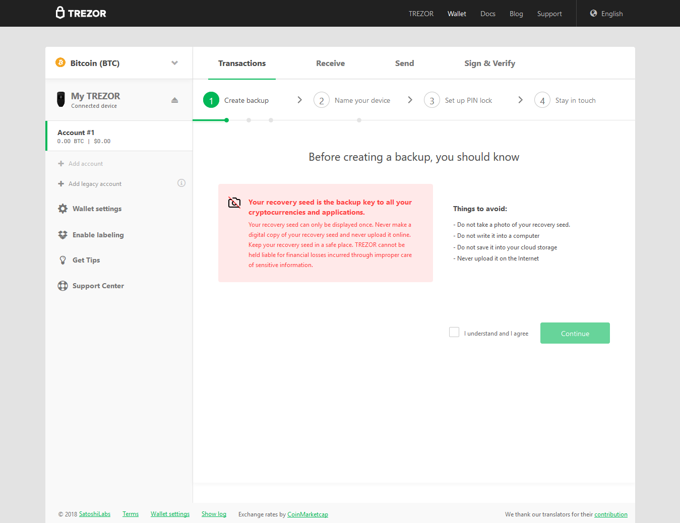 Create Trezor Backup